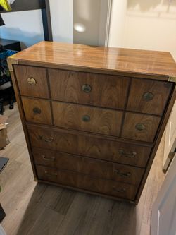 Drexel Accolade Mid Century Campaign Highboy Chest