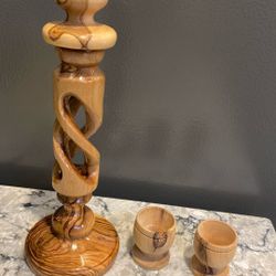Olive Wood Candle Holder From Israel 