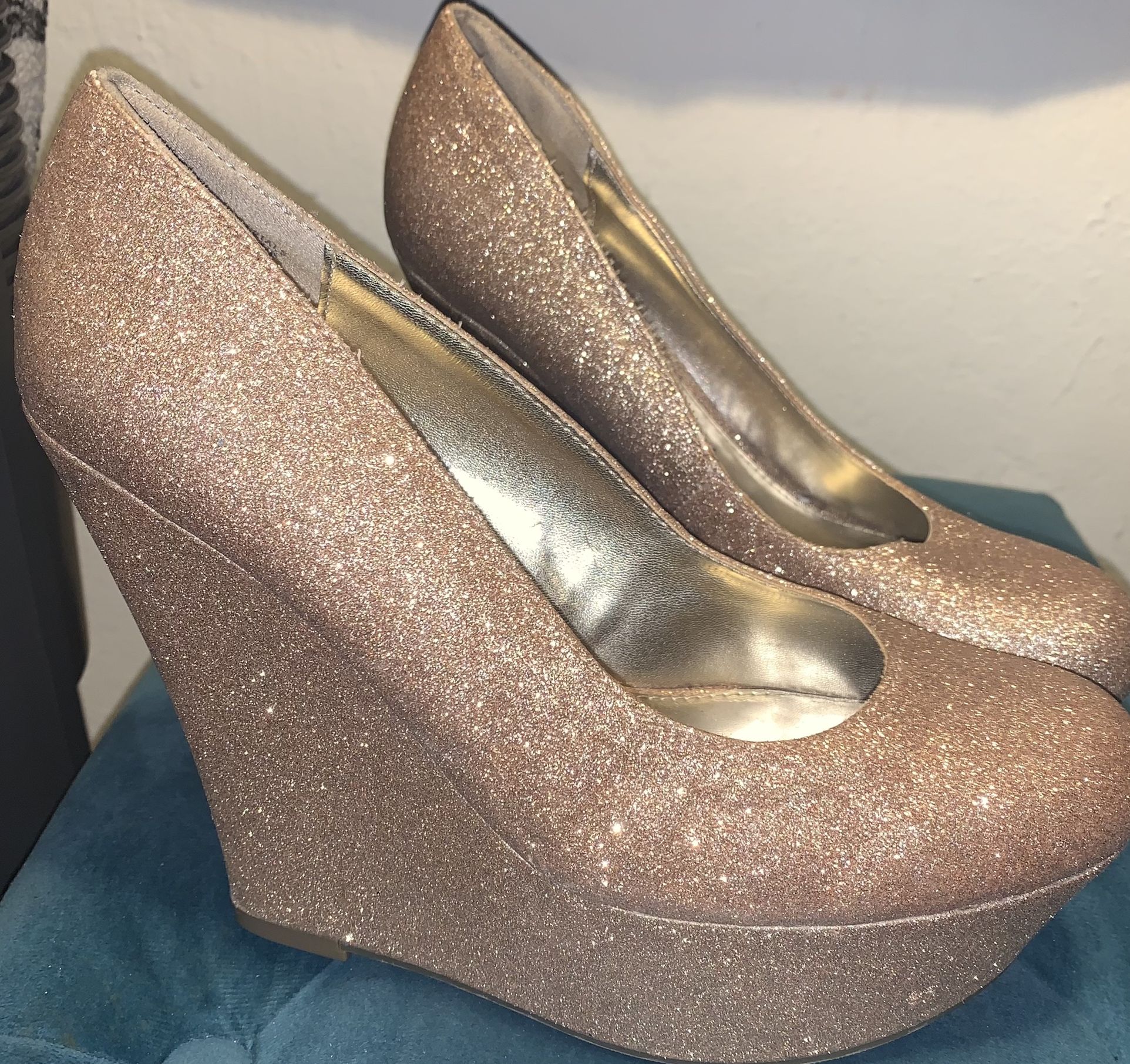 Pink Glittery Wedges