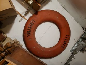 Life ring labeled Titanic Liverpool old