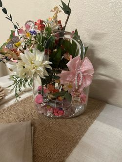 Hermosa Bolsa de vidrio decorada con Flores