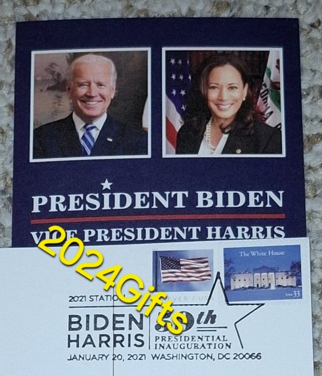 2021 President Joe Biden VP Kamala Harris Postcards USPS Postal Stamp Photos White House Inauguration Postmark.