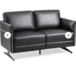 Accent Chair Loveseat Couch Sofa Upholstered Faux Leather Ergonomic Lumbar Support Cubic Waiting 