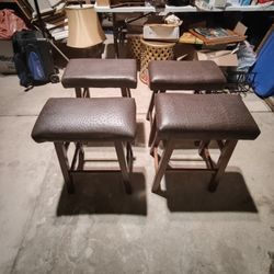 Set of 4 Brown Bar Stools