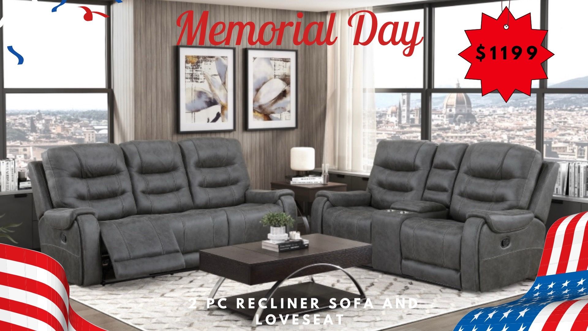 2 PC RECLINER SOFA AND LOVESEAT