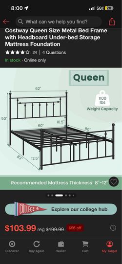 Queen- Metal bed frame (black)