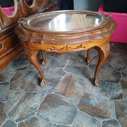 ANTIQUE 1930S  Table With Removable Glass Top Serving Tray