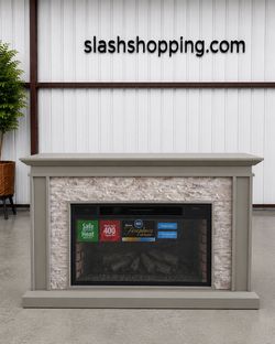 Ledgestone Electric Fireplace with Stacked Stone