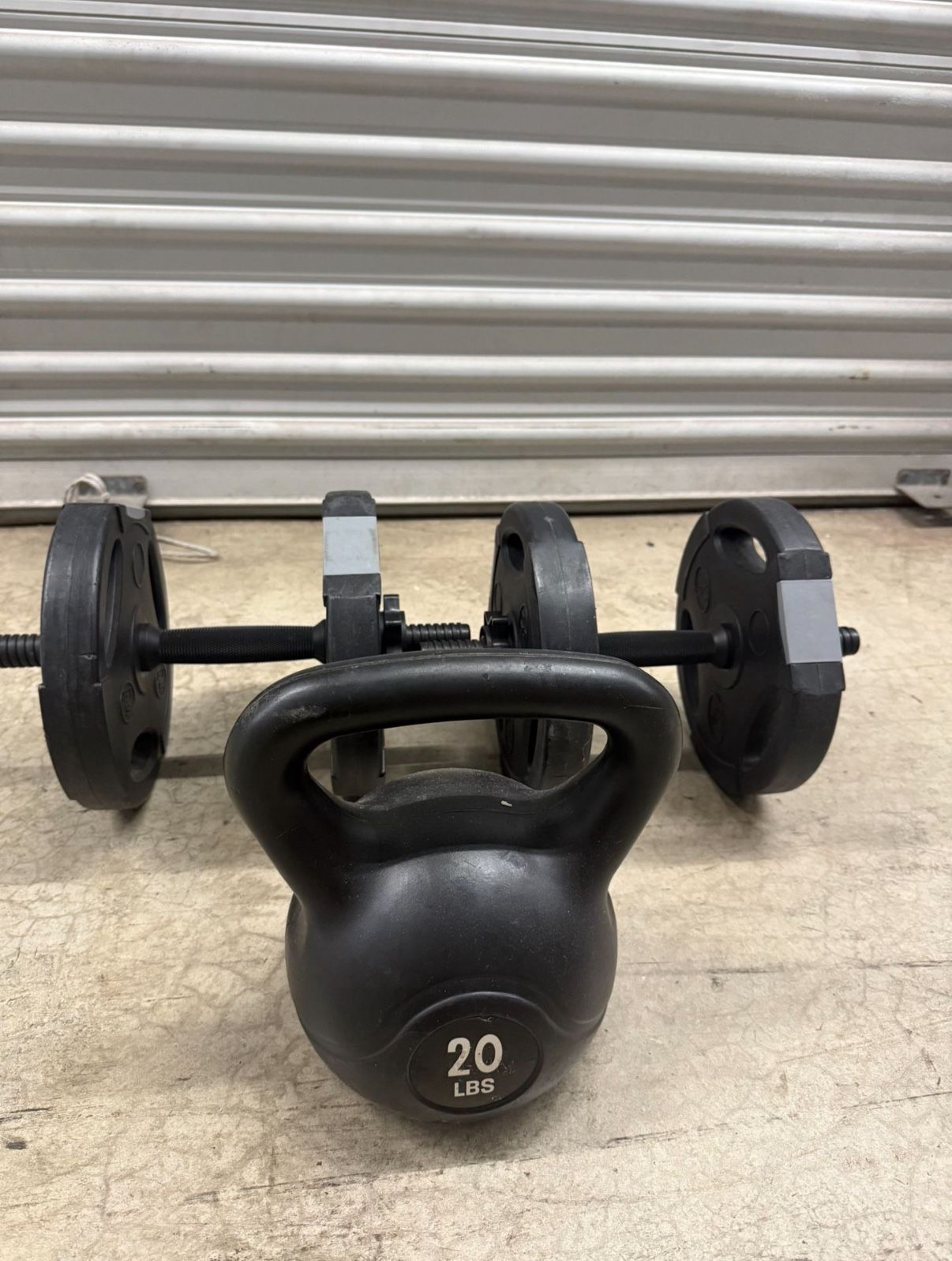 Adjustable Dumbbell 20LB (4×5LB Plates) + 20LB Kettlebell – Home Gym Weights Set