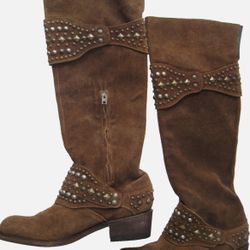BOOTS SUEDE KNEE HIGH By FIVE WORLDS CARDANI SANCHEZ SZ 7.5