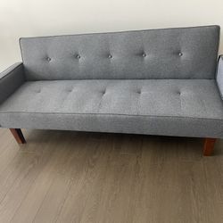 Heidine 74.8'' Linen Square Arm Sofa Bed - Dark Gray