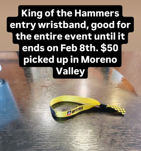 King Of The Hammers KOH Entry Wristband