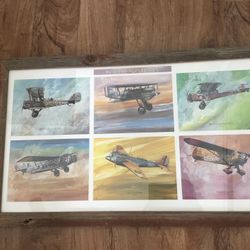 Print Golden Age Of Planes In Barn wood Frame