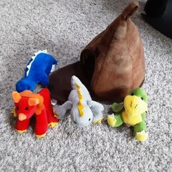 🦕 Plush Dinosaur Play Hut with 4 Mini Dinosaurs – Easter Basket Stuffer / Toddler Toy 🦖