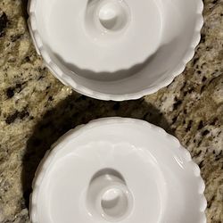 Set Of 2 Antique Milk Glass Candle Holders/Bowls