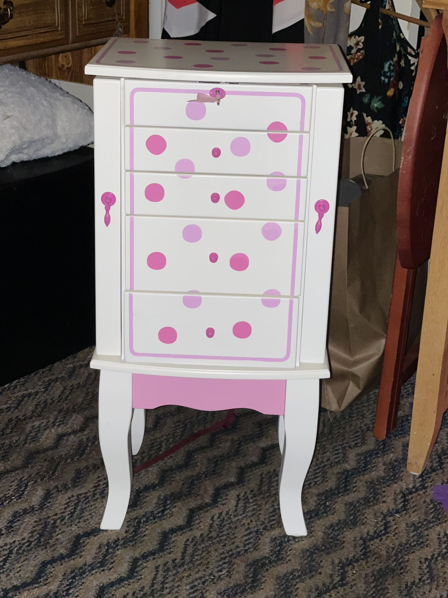 Jewelry armoire Pink Polka for Kids 