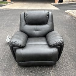 Liddon Furniture Co. Charcoal Gray Leather Recliner Rocker Seat- Free Local Delivery! couch grey