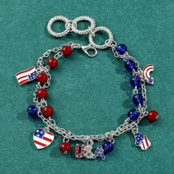 New 4th of July Elegant Flag Charm Bracelet