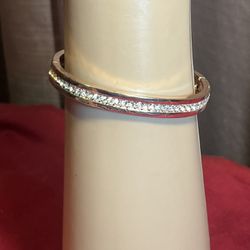 Gold Tone Channel Set Rhinestones Bracelet