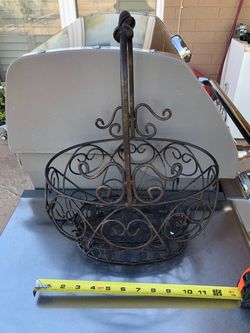 Decorative wrought iron Basket 12” x 17” Tall