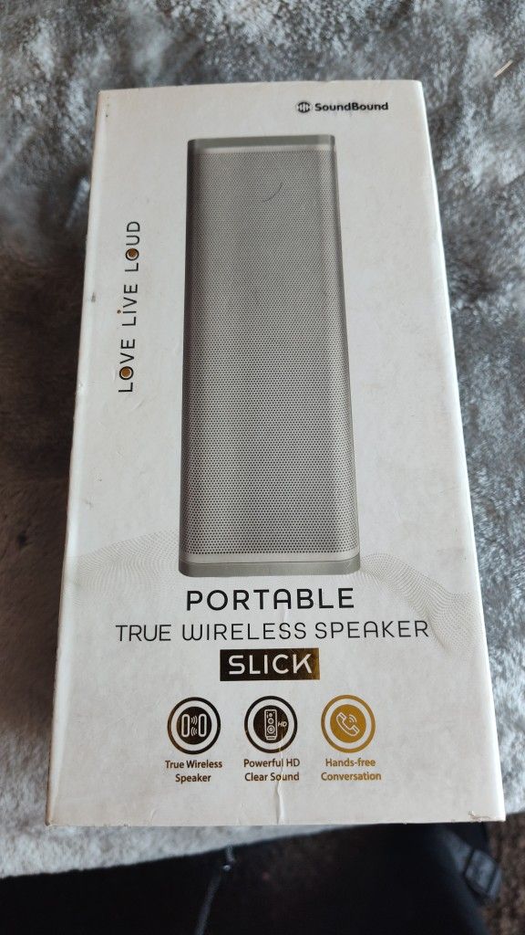 Silver, SLICK, Portable, True Wireless Speaker.