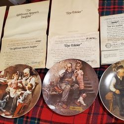 Vintage Collection of 4 Norman Rockwell Collectors Plates Knowles