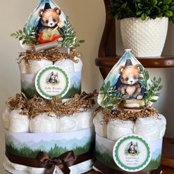 LITTLE CAMPER CAMPING campfire baby shower diaper cakes