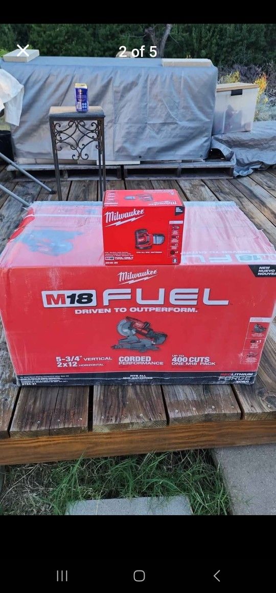 Milwaukee M18 'Fuel' 10" sliding compound miter saw, orbital sander, 'Forge' battery,  charger