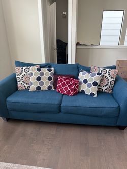 Teal Blue Fabric Sofa Bed