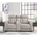 Boyington Gray Power Reclining Loveseat with Console

