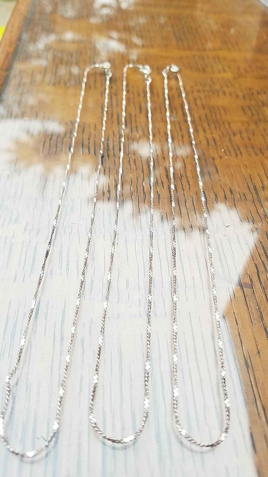 3- 12" silver necklace chains, choker like