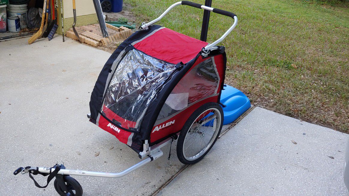 Allen Sports bike trailer and jogger for two children
