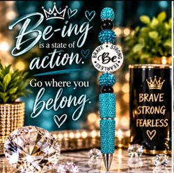 Rhinestone Beaded Pen Brave Strong Fearless