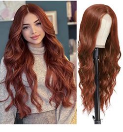 Auburn Wig for Women, 26 Inch Long Auburn Wavy Wigs
