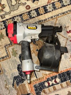 Central Pneumatic Coil Nailer Air Nail Gun w/ Coil Magazine, Silver Black Red