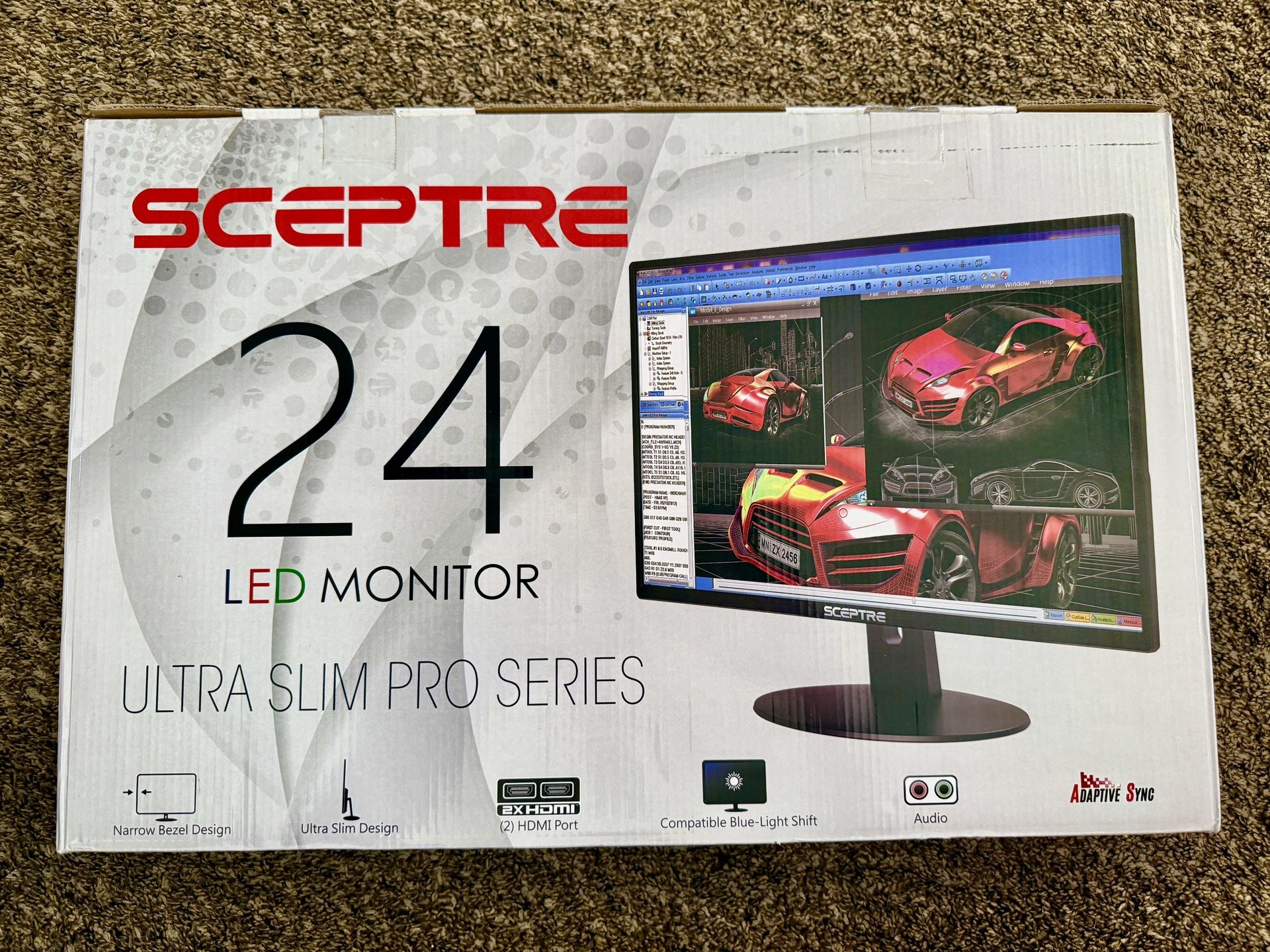 Sceptre E249W-19203R 24-inch FHD LED Gaming Monitor 2X HDMI VGA 75Hz Build-in Speakers, Machine Black