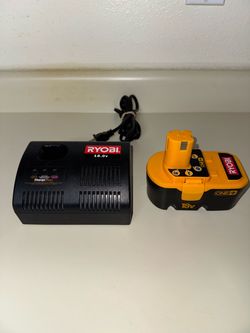 Ryobi Battery 18.0V P100 One+with Ryobi 18.0 Charger Plus+P110 Class 2 Nicd Battery Charger in good working condition condition