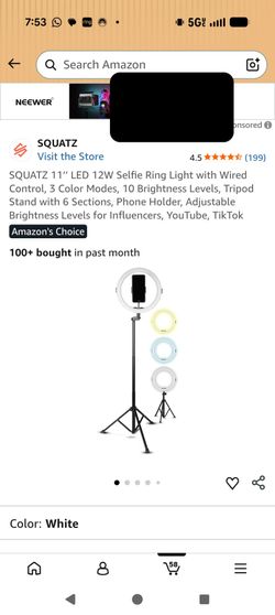 Ring light phone holder