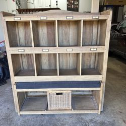 Cubby bookcase w/ bench and storage