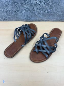 Maurices Strappy Slide Sandals Brown Black Casual Minimalist Summer Shoes