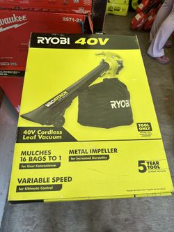 RYOBI 40V Vac Attack Cordless Battery Leaf Vacuum/Mulcher (Tool Only)