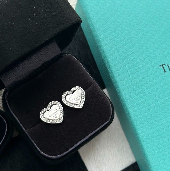 Tiffany & Co. New Heart-Shaped Diamond Stud Earrings