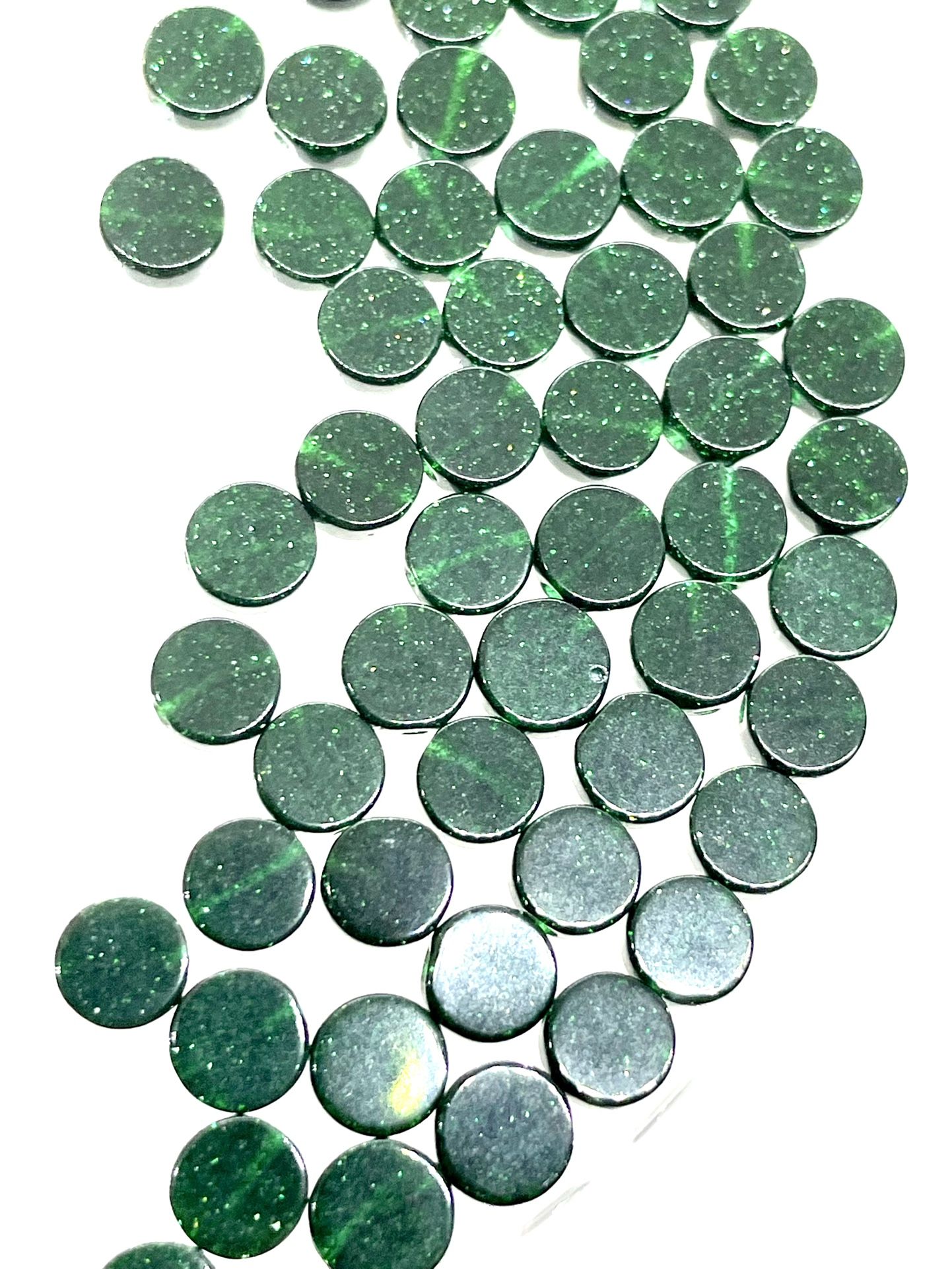 Lot Of 65 Green Goldstone Beads