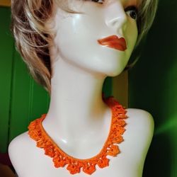Handmade Crochet Choker Wearable Art Piece "Sun-Fire"