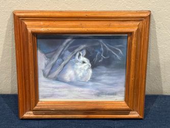 Beautiful Bunny Rabbit in the Snow Pastel Painting by Kathi Colman (Cal.)