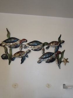 Metal Sea Turtle Wall Art Sculpture