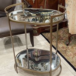 Beautiful Brass Gold Contemporary 2 Tiers Mirrored Bar Table🌷