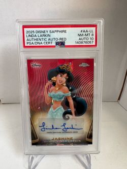 2025 Topps Disney Sapphire Princess Jasmine /5 PSA 8 Auto 10 POP 1🔥eBay 1/1🔥