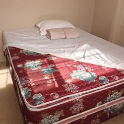 Moving sale! Queen size bed set,mattress,box spring,bed frame,bed sheet set