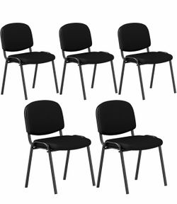 Set of 5 Conference Room Chairs, Stackable Reception Guest Chair with Waterfall Seat & Metal Frame, Ideal for Meeting Waiting Room